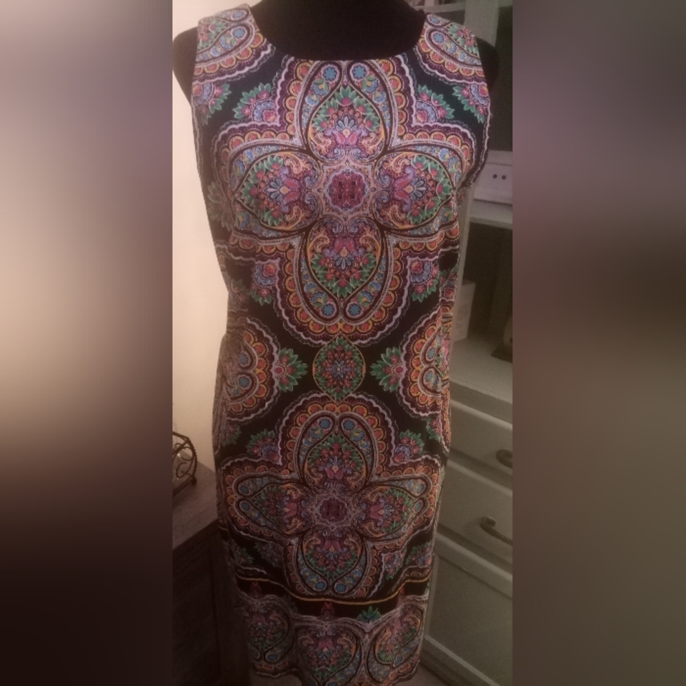 NWOT Elegant London Times Multicolor Paisley Dress Size 12